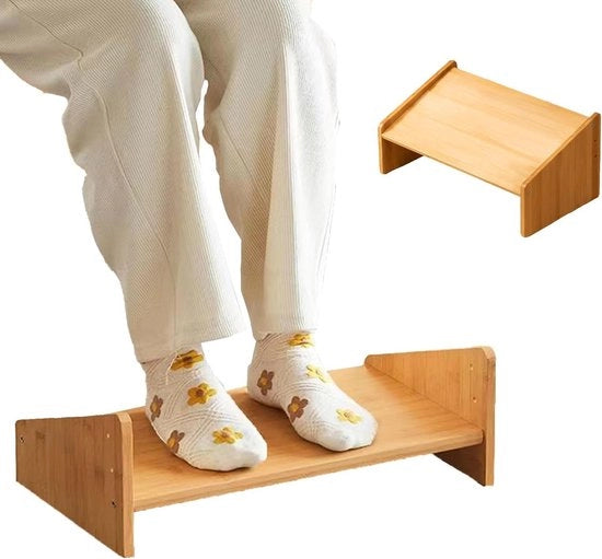 Sostegno ergonomico per piedi regolabile sotto scrivania - 3 altezze regolabili - realizzato in legno - migliora posizione e circolazione del sangue per casa, ufficio e viaggio.