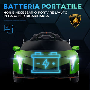 Macchina Elettrica per Bambini 12V con Licenza Lamborghini Veneno Verde