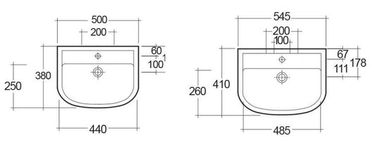 Lavabo compact 50 cm monoforo