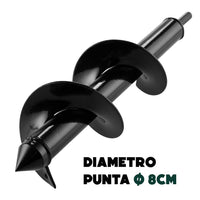 Punta Per Trivella Trapano Spirale da Giardino Diametro 8 cm Profondità di 16 cm