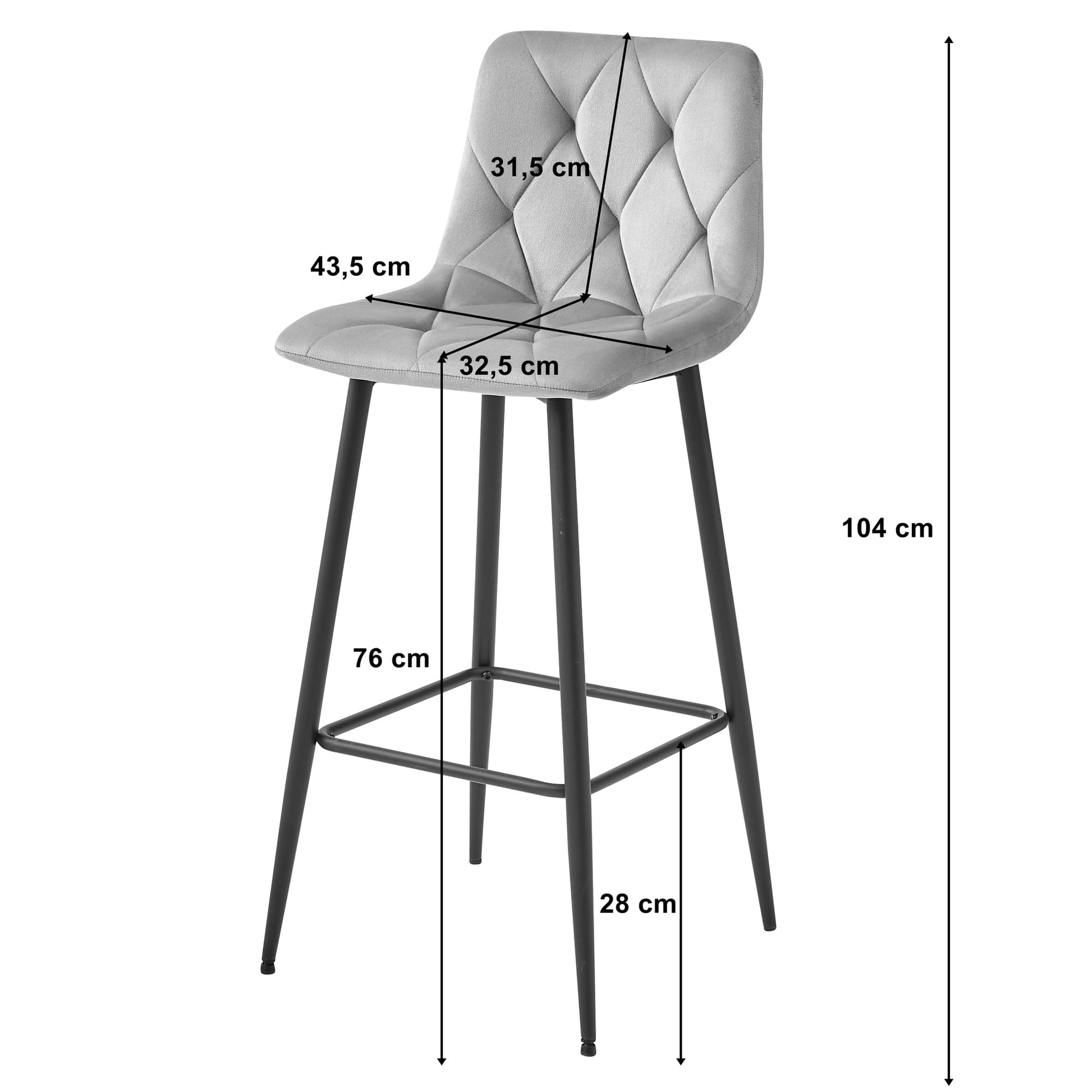 Sgabello da bar VALORA KODA - Velluto beige scuro con gambe nere x 2