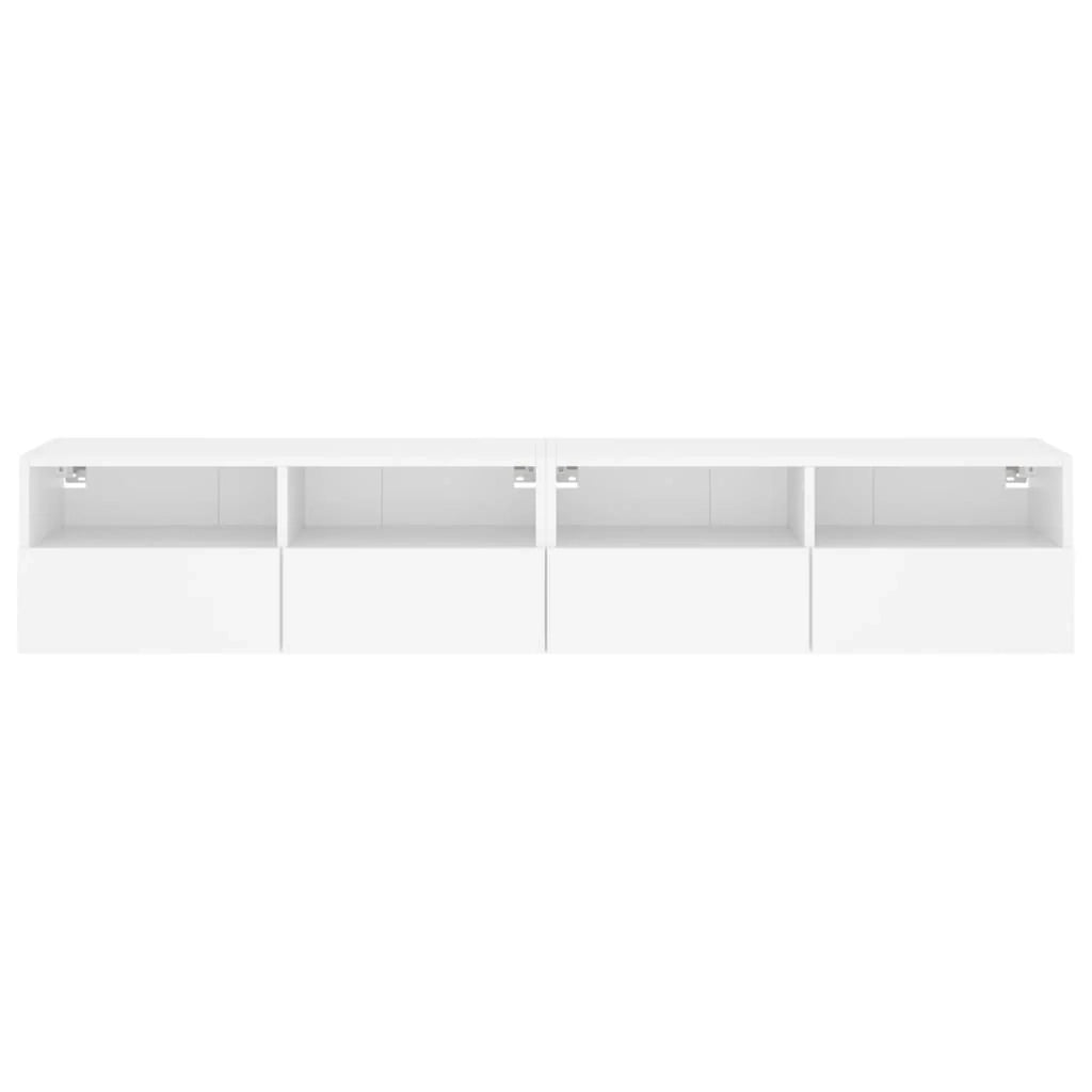 Mobile TV multimediale da parete mensola TV credenza TV per sala da pranzo soggiorno camera da letto 2 pezzi 80 x 30 x 30 cm legno ingegnerizzato bianco 02_0028930