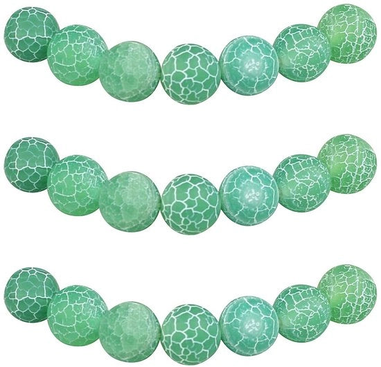 Kralen per foro 10mm 35 pezzi Pietre d'acqua verde semi-preziose con foro naturale per l'ornamento di collane, bracciali e catenelle.