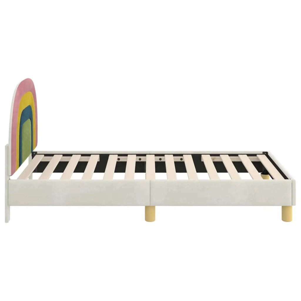 Struttura letto Bambini | Letto Infantile | Lettino con testata Crema 80 x 160 cm Velluto