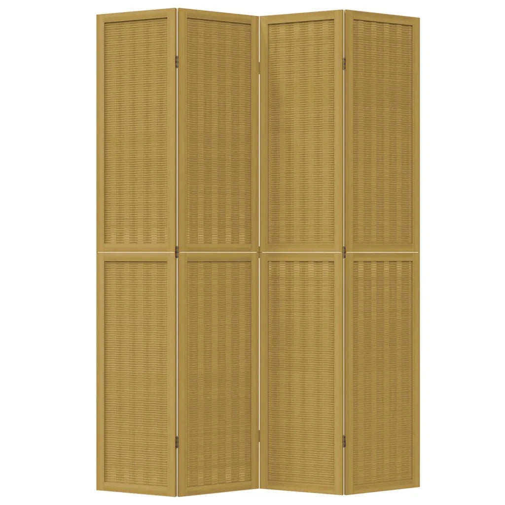 Divisorio Ambienti 4 Pannelli Marrone Legno Massello Paulownia