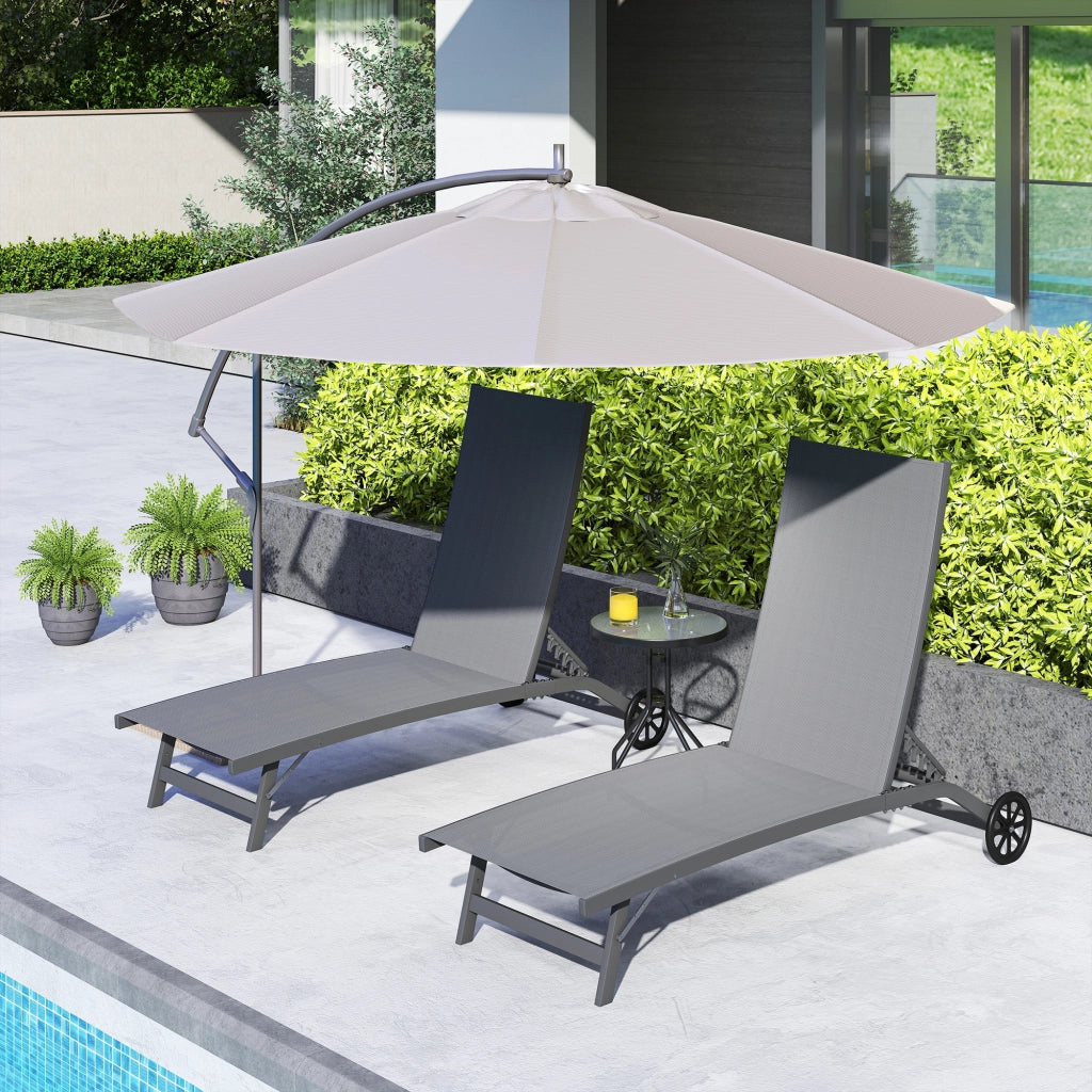 Set 2 Lettini Prendisole ¨C Zephmum ¨C Grigio Scuro, Alluminio, 66x165x102 cm