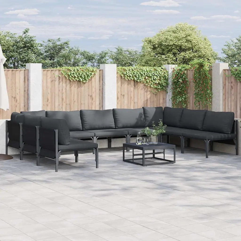 vidaXL Set Divano da Giardino 10 pcs Antracite Acciaio