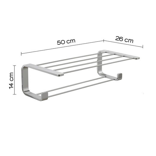 Mensola portasciugamani doppia da muro in ottone, acciaio inox e Cromall 3235 Gedy serie OUTLINE Cromato