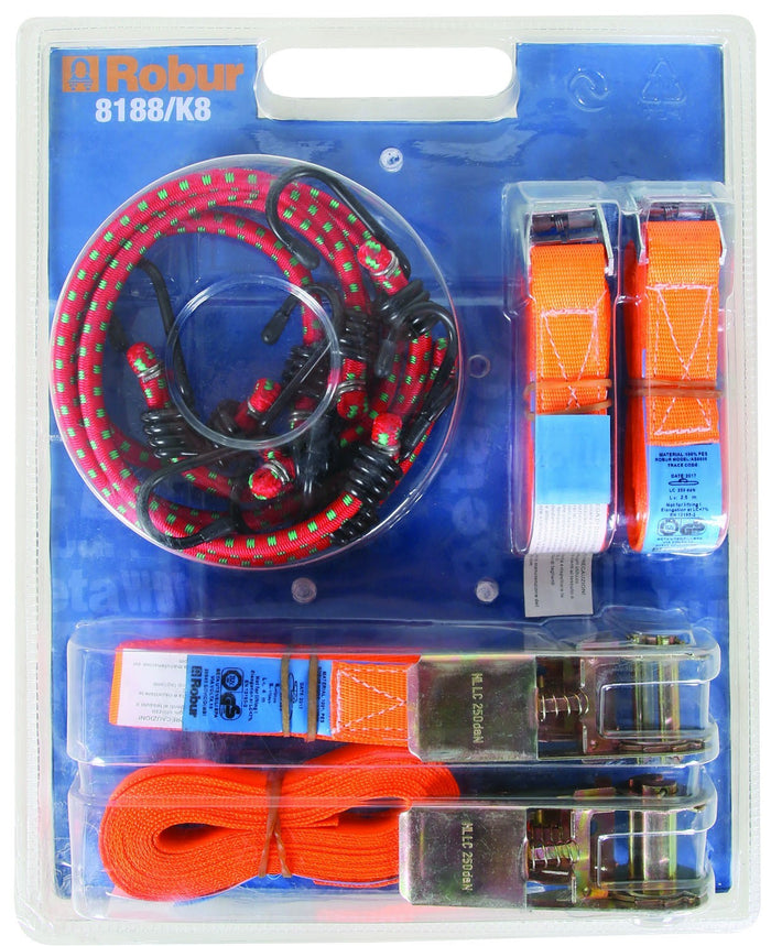 KIT SISTEMA DI FISSAGGIO 8 PEZZI FASCE SERRANTI E FUNI ELASTICHE -8188/K8
