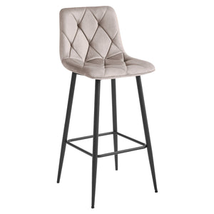 Sgabello da bar VALORA KODA - Velluto beige scuro con gambe nere x 3
