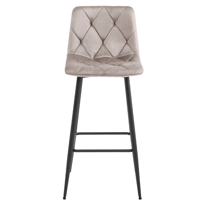 Sgabello da bar VALORA KODA - Velluto beige scuro con gambe nere x 3