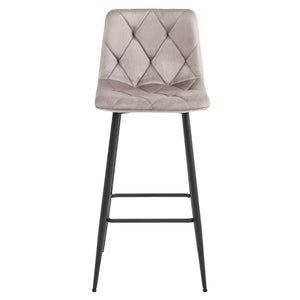 Sgabello da bar VALORA KODA - Velluto beige scuro con gambe nere x 3
