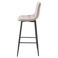 Sgabello da bar VALORA KODA - Velluto beige scuro con gambe nere x 3