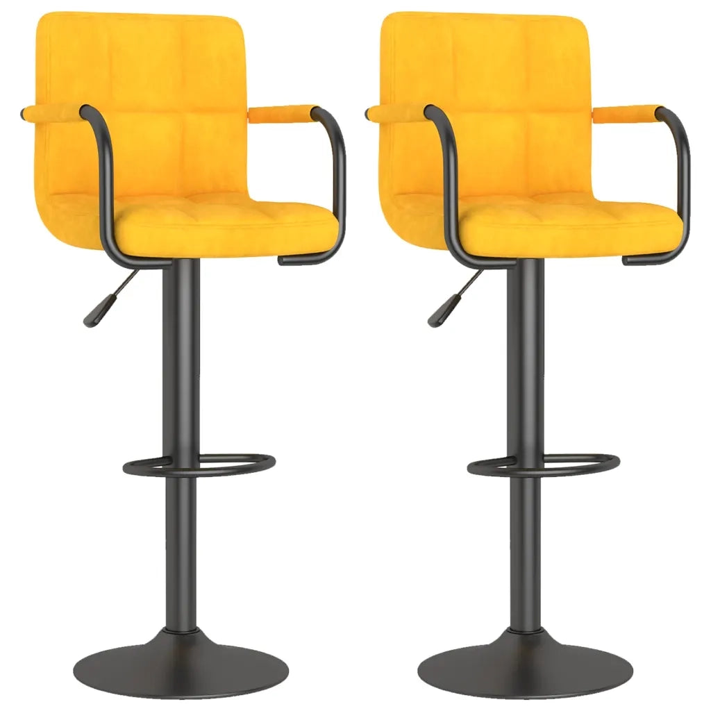 Sgabelli da Bar 2 pz Giallo Senape in Velluto 334666