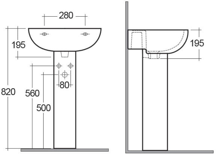 Colonna per lavabo serie compact 66 cm