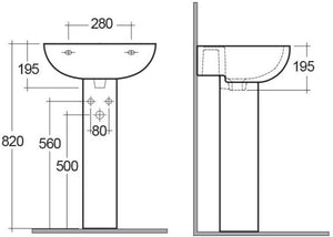 Colonna per lavabo serie compact 66 cm