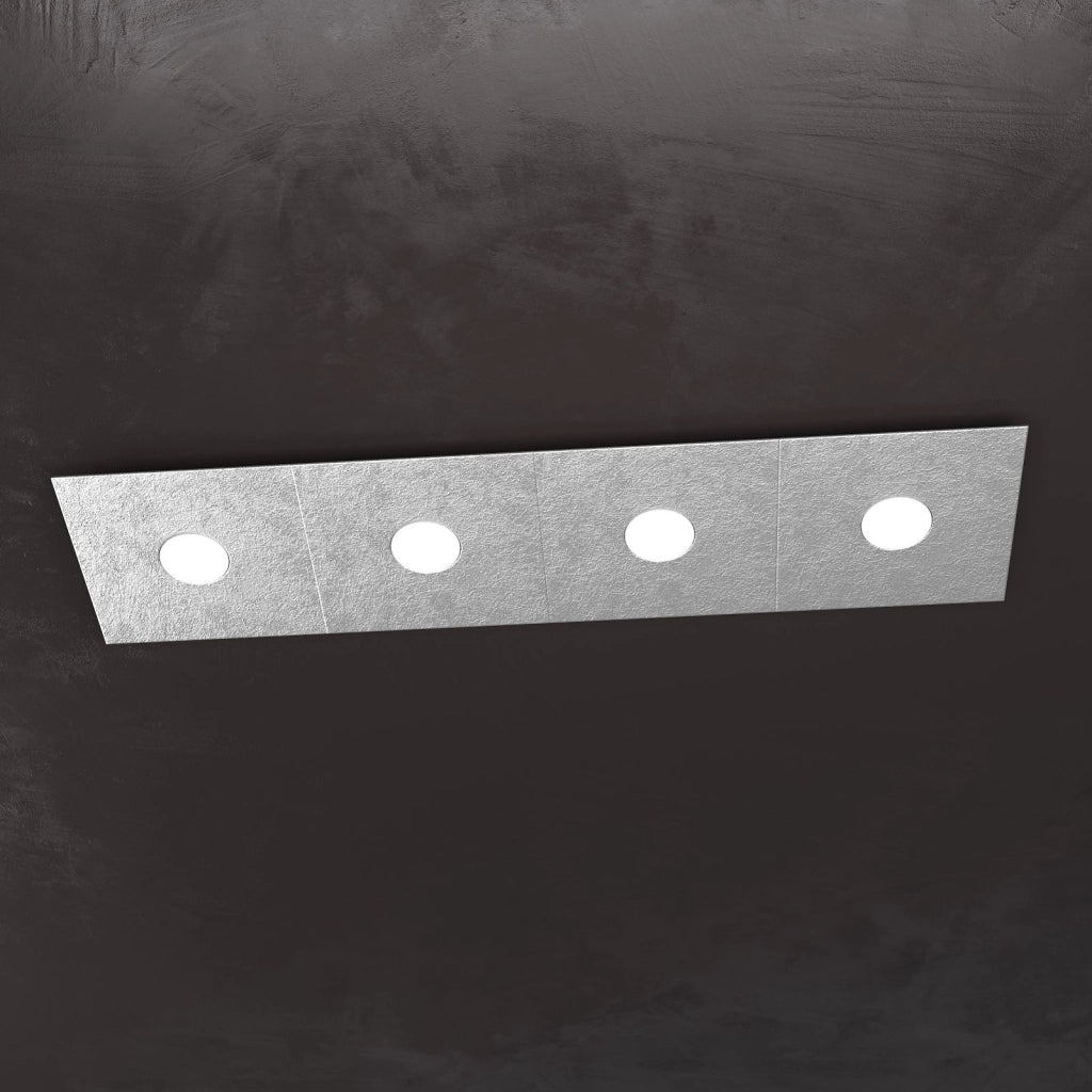 ECCENTRIC APPLIQUE-PLAFONIERA 4 LUCI FOGLIA ARGENTO 1156-4L-FA