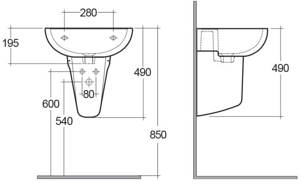 Semicolonna lavabo serie compact