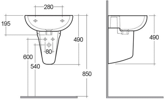 Semicolonna lavabo serie compact
