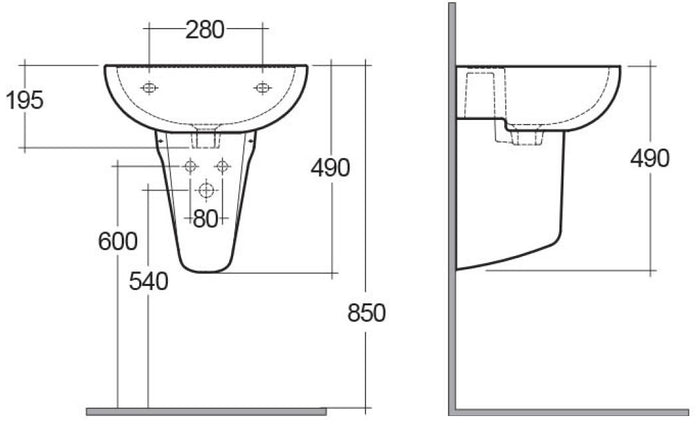Semicolonna lavabo serie compact