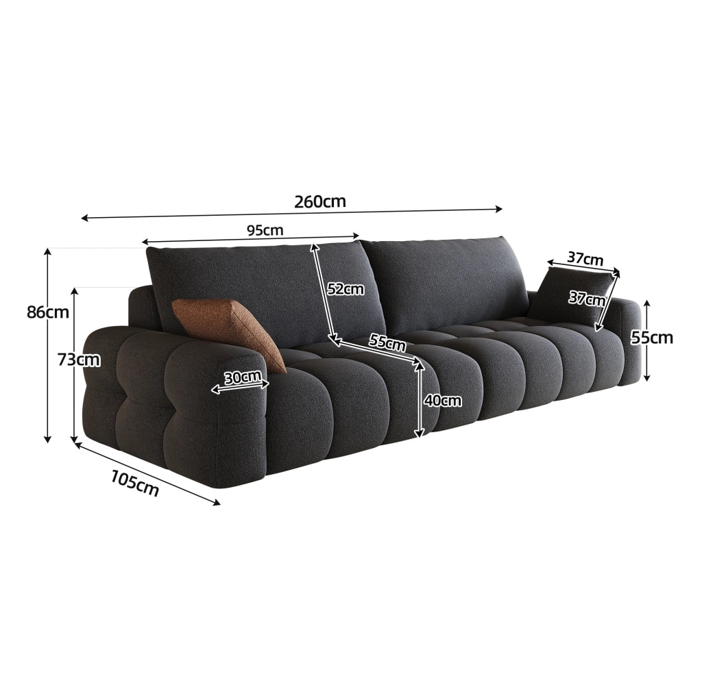 Divano modulare con chaise longue in tessuto, grigio scuro