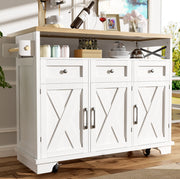 Isola da cucina 118x43 cm; piano pieghevole; MDF e metallo; bianco