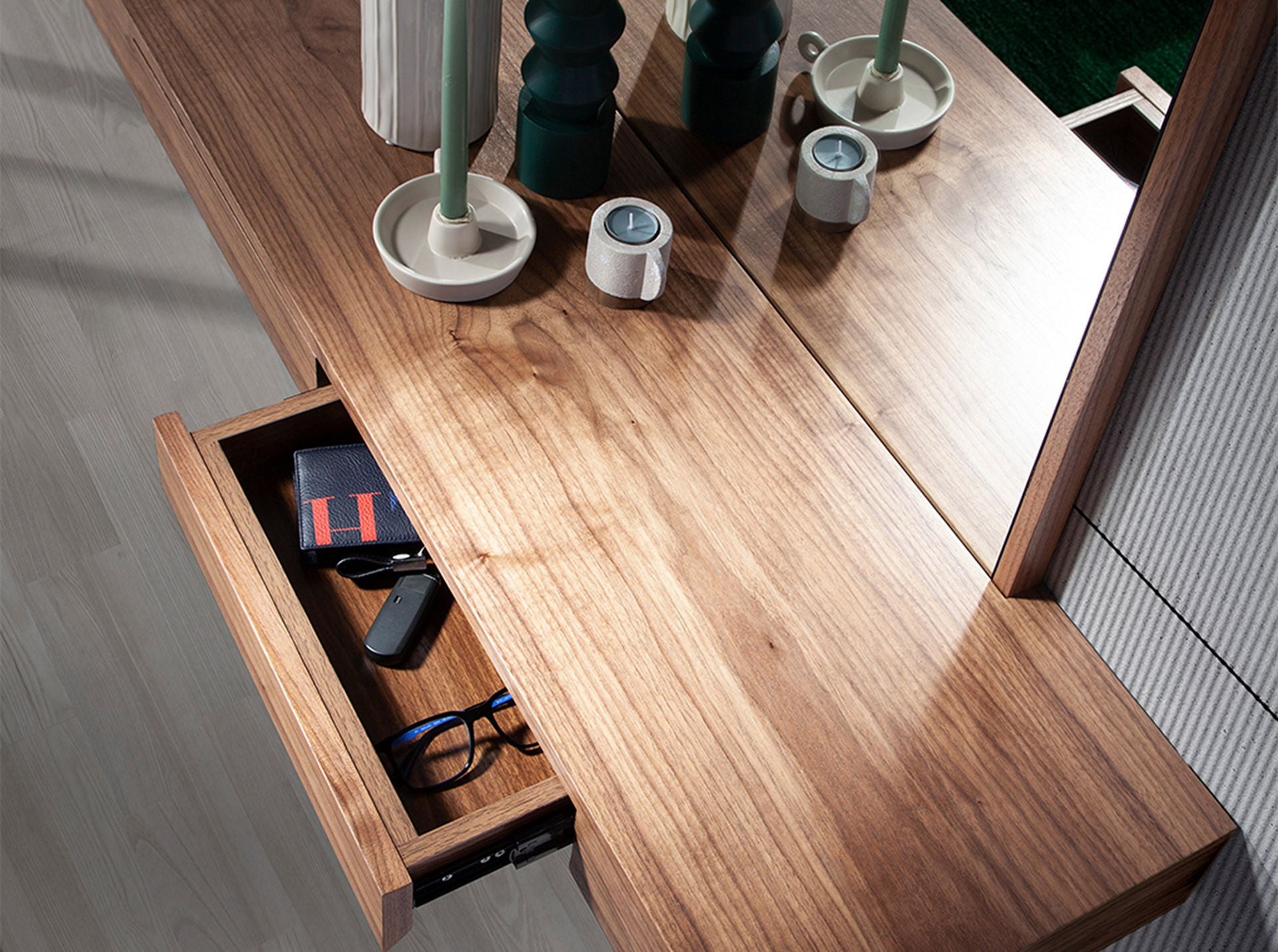 Specchio da parete rettangolare noce