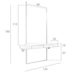Specchio da parete rettangolare noce