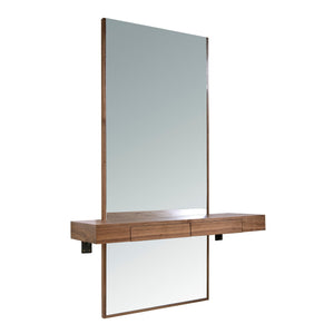 Specchio da parete rettangolare noce