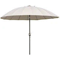 Ombrellone da Giardino e Terrazza 2.5x2.5m con Manovella, 18 Stecche e Testa Inclinabile, Crema