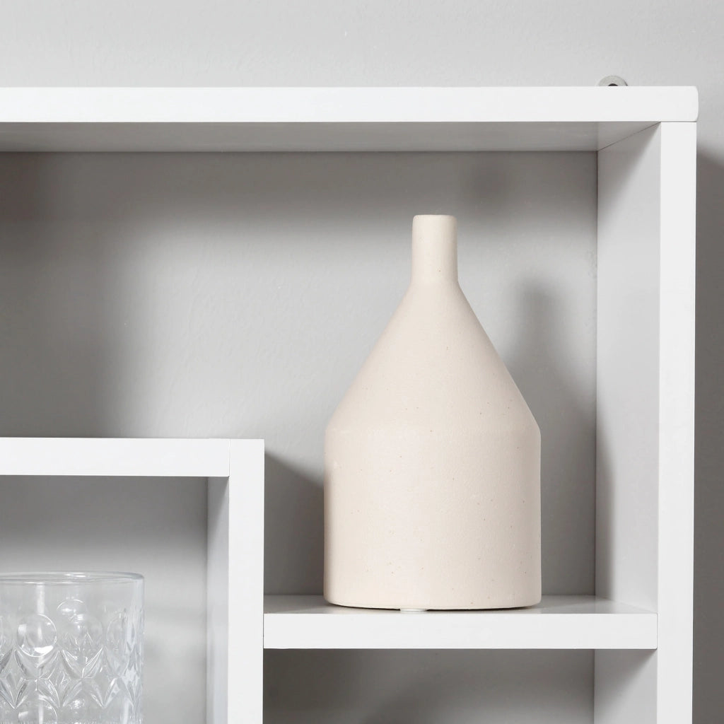 EasyComfort Pensile Libreria da Parete Sospesa 8 Vani in 3 Diverse Dimensioni, Mensola da Muro Design Antiribaltamento Pannelli di Truciolare Bianco 85x14.5x47.5cm Capacità: 20kg