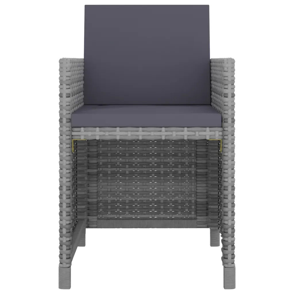 Set da Pranzo da Giardino 11 pz con Cuscini Polyrattan Grigio cod mxl 35360