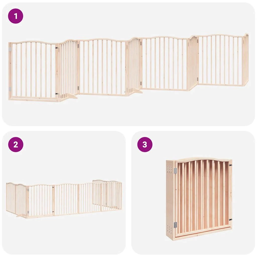 Cancelletto di sicurezza per cani porta pieghevole 8 pannelli legno di pioppo marrone 02_0023240