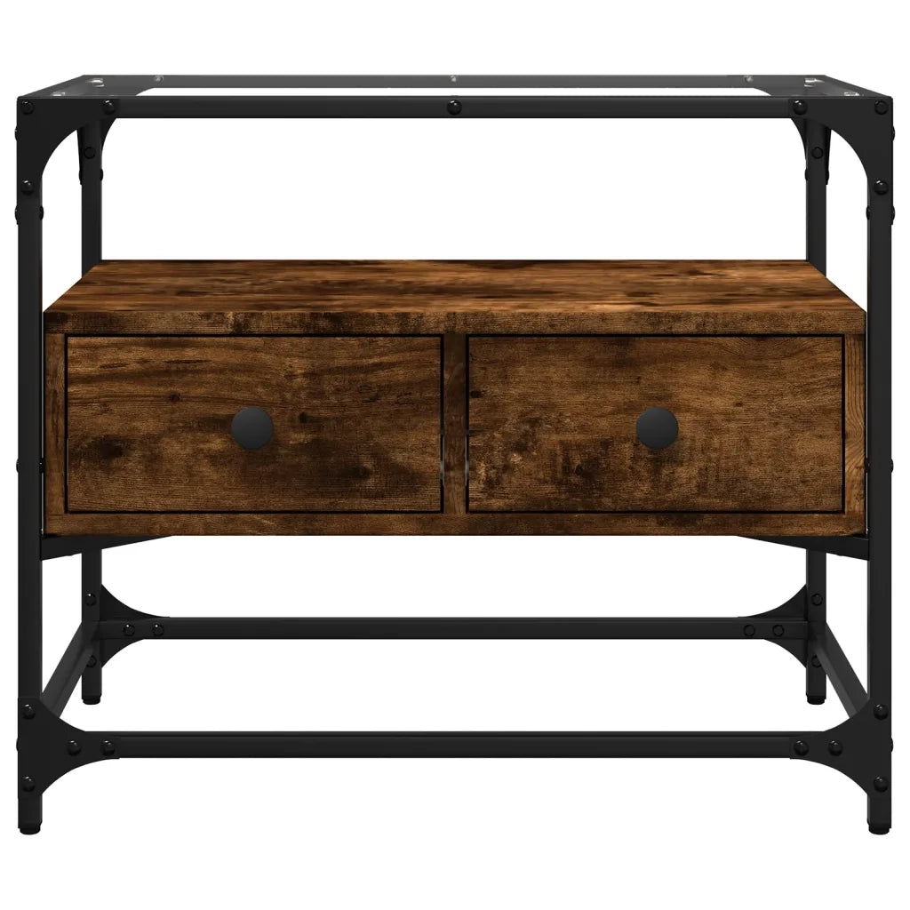 Mobile TV Piano Vetro Rovere Fumo 60x35x51cm Legno Multistrato 846056