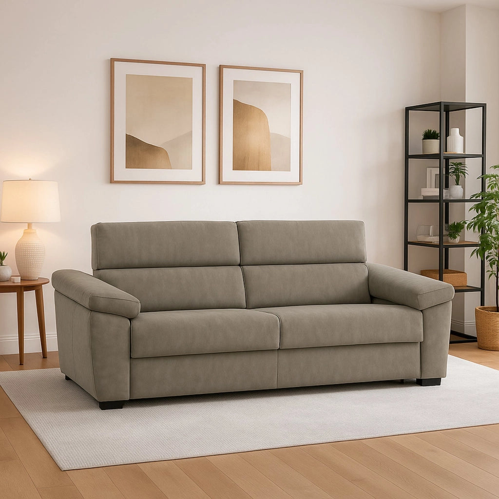 Gorreto, Divano Fisso 2 Posti Sfoderabile Made in Italy, 205x95x100h cm Grigio Tortora