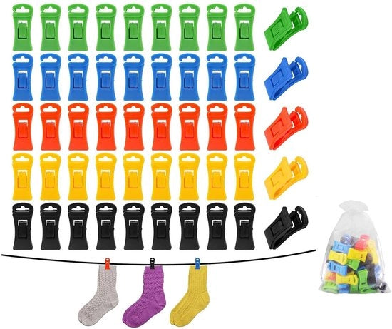 Sokkiniere con Tasca di Riposo - 50 Unità - Sokkiniere con Antislip con Gancio - Materiale Resistente in Plastica - Protezione per Lavatrice e Asciugatrice