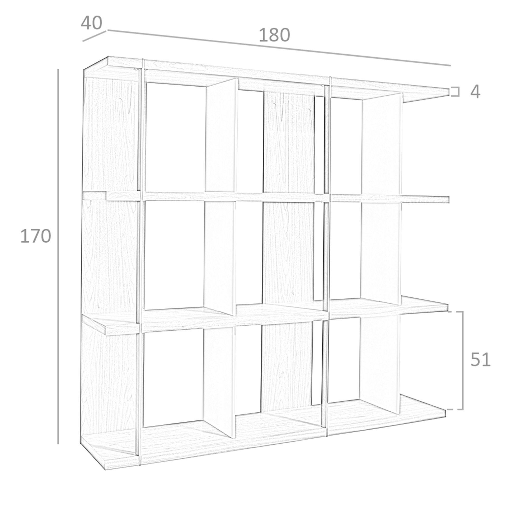 Ripiano in legno di noce e grigio