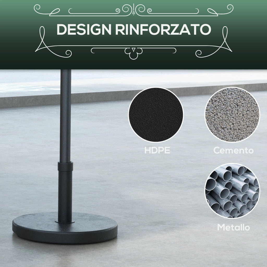 Base per Ombrellone Rotonda ¨C Zephmum ¨C Plastica e Cemento, Nero, ?46.5 cm