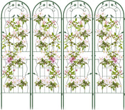 Traliccio da Giardino in Metallo 180 x 50 CM, 4 Pannello di Recinzione Antiruggine per Piante Rampicanti, Rose e Verdure, Decorazione Esterna per Giardino, Cortile, Patio (Verde)