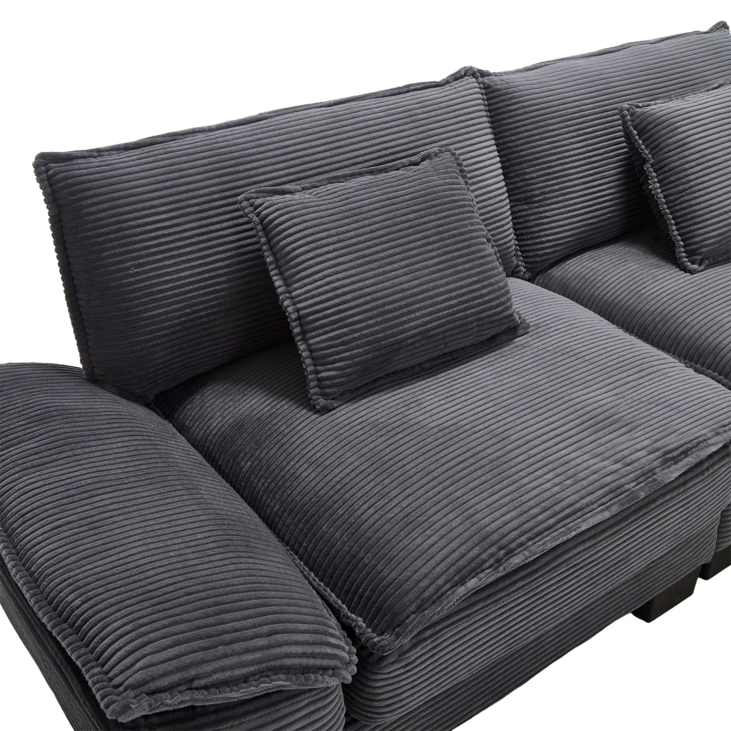 Divano a 2 posti moderno in velluto Dark Gray con braccioli imbottiti e struttura in legno