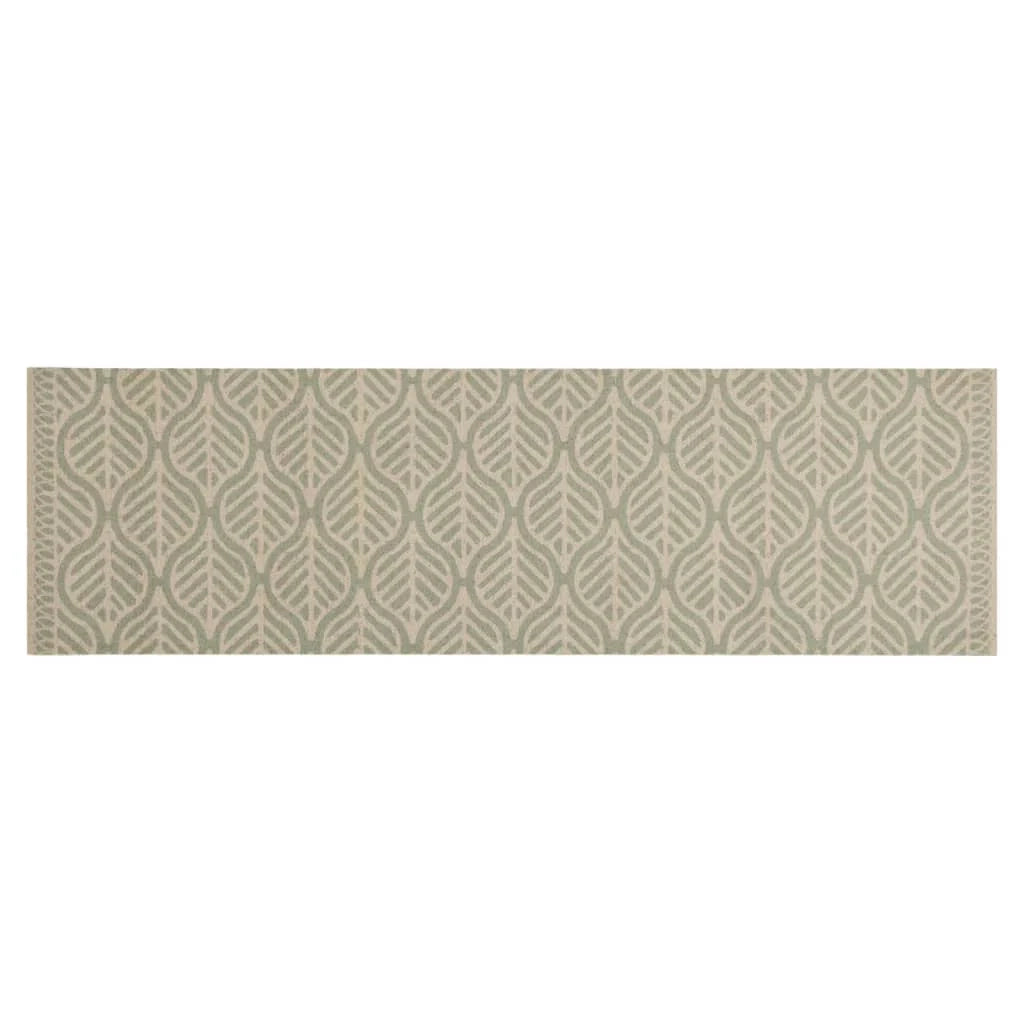 Tappetino da cucina lavabile con stampa a foglie 150 x 45 cm antiscivolo morbido elegante finitura in velluto verde 02_0056471