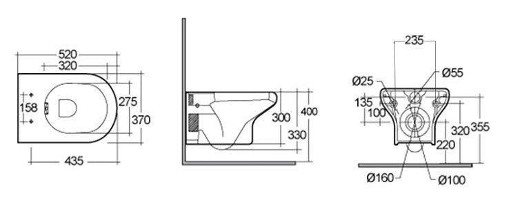 Vaso sospeso serie compact con smalto antibatterico