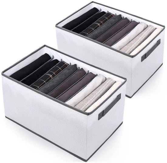 Sistema di Organizzazione della Vestiarium, 9 Cassetti di Archiviazione con 9 Raster, Organizzatore di Cassetti, 2 Pezzi di Organizzatori di Vestiti Pieghevoli per Pantaloni, Magliette, Jeans, T-Shirt, Grigio