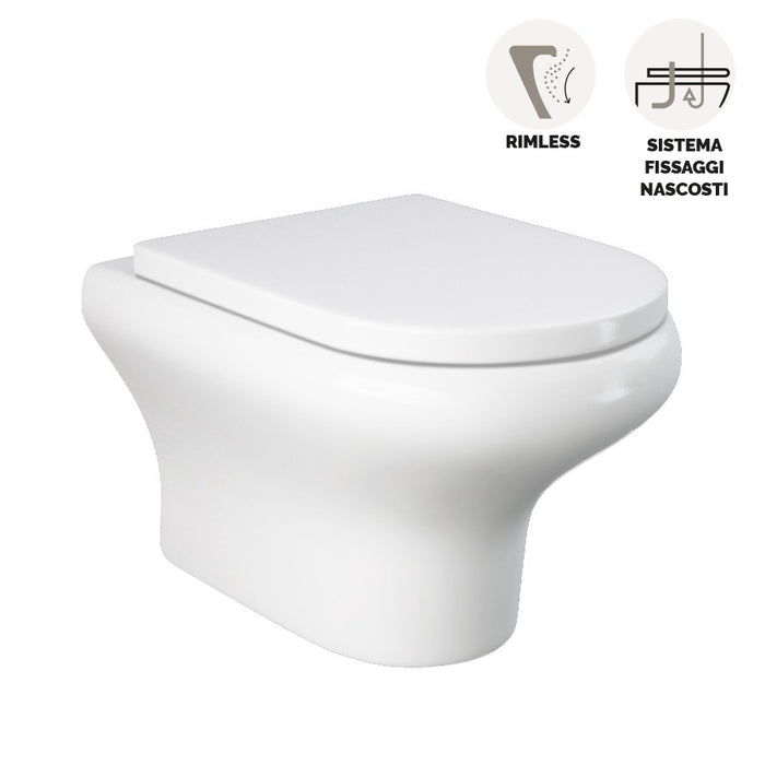 Vaso sospeso compact con fissaggi nascosti