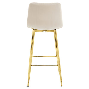 Sgabello Valora KODA in velluto beige con gambe dorate per cucina x3