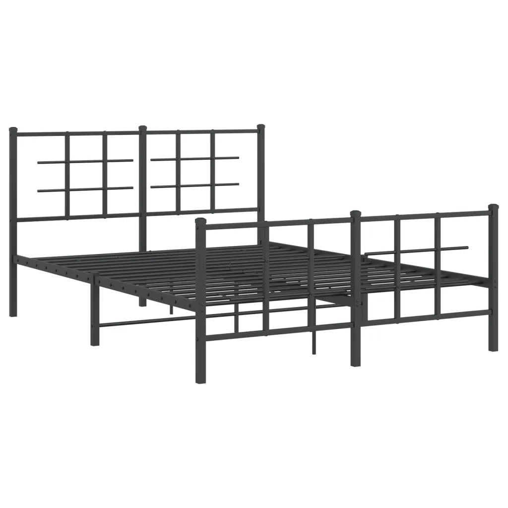 Giroletto con Testiera e Pediera Metallo Nero 135x190 cm 355578