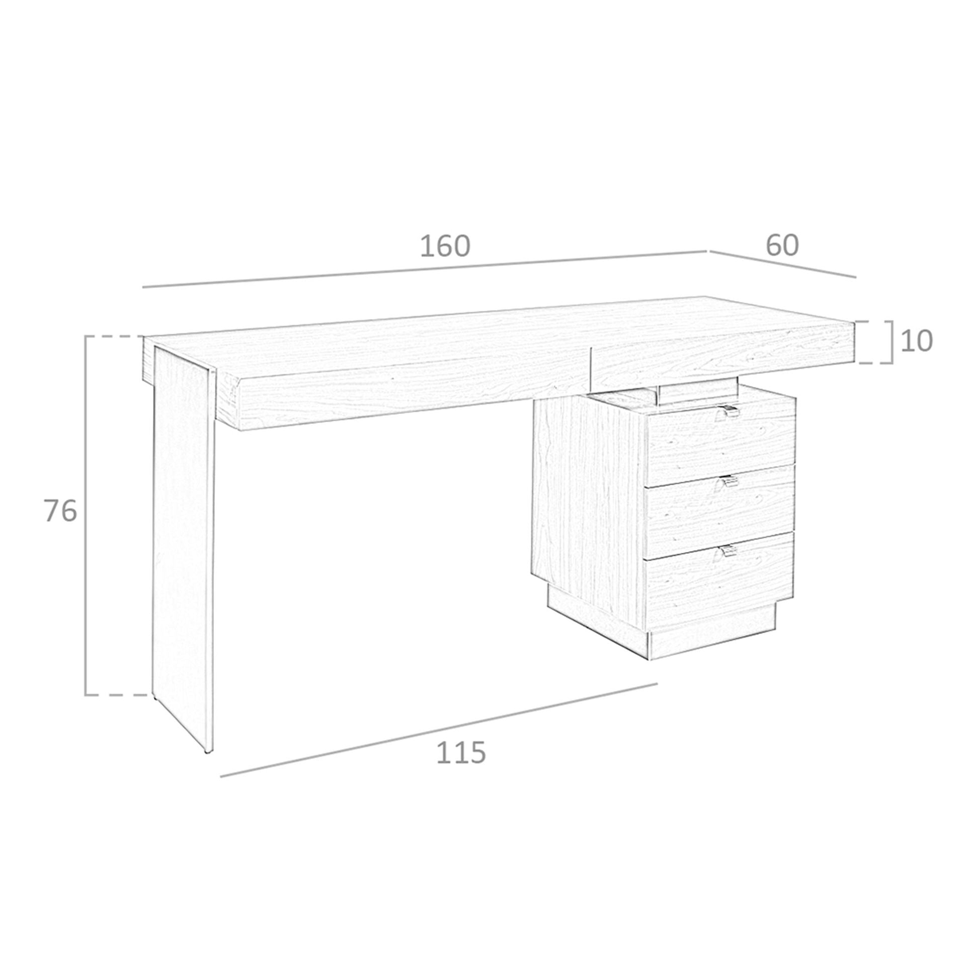 Scrivania in noce e acciaio lucido scurito