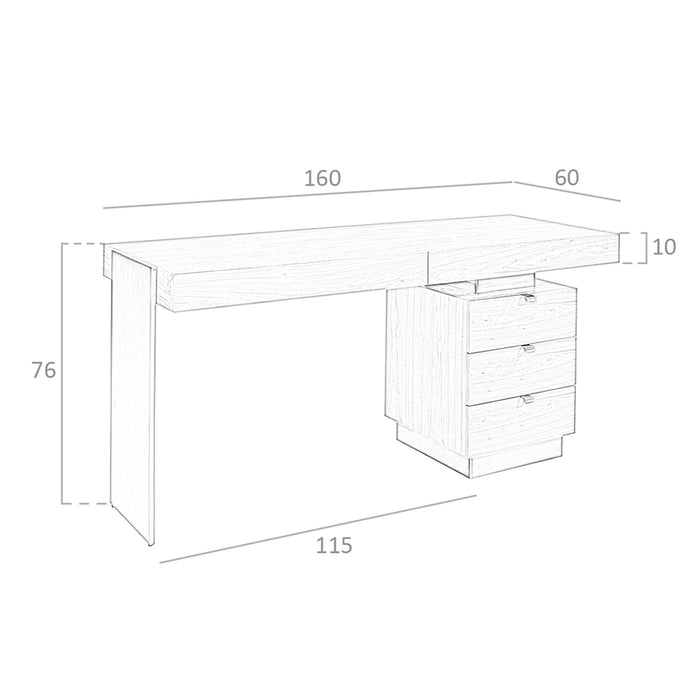 Scrivania in noce e acciaio lucido scurito