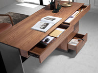 Scrivania in noce e acciaio lucido scurito