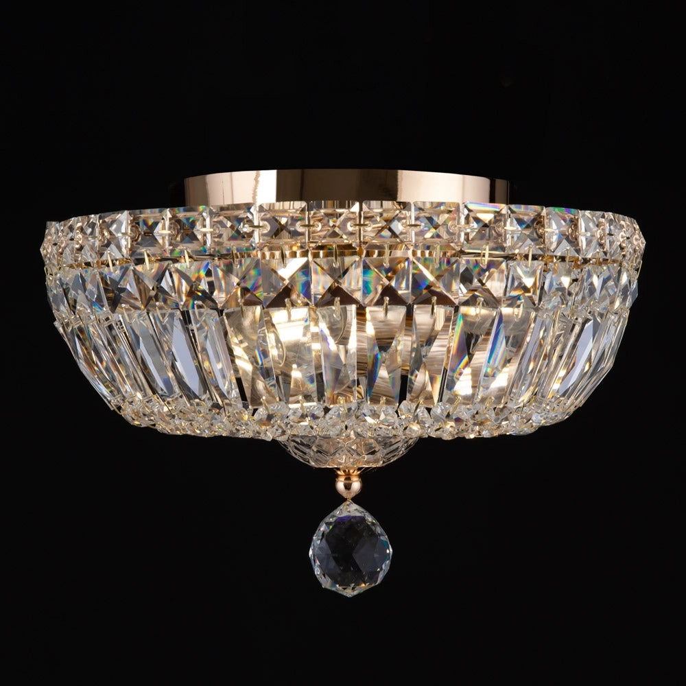 Plafoniera Contemporanea Basfor Metallo Oro 3 Luci Diffusori Tessile